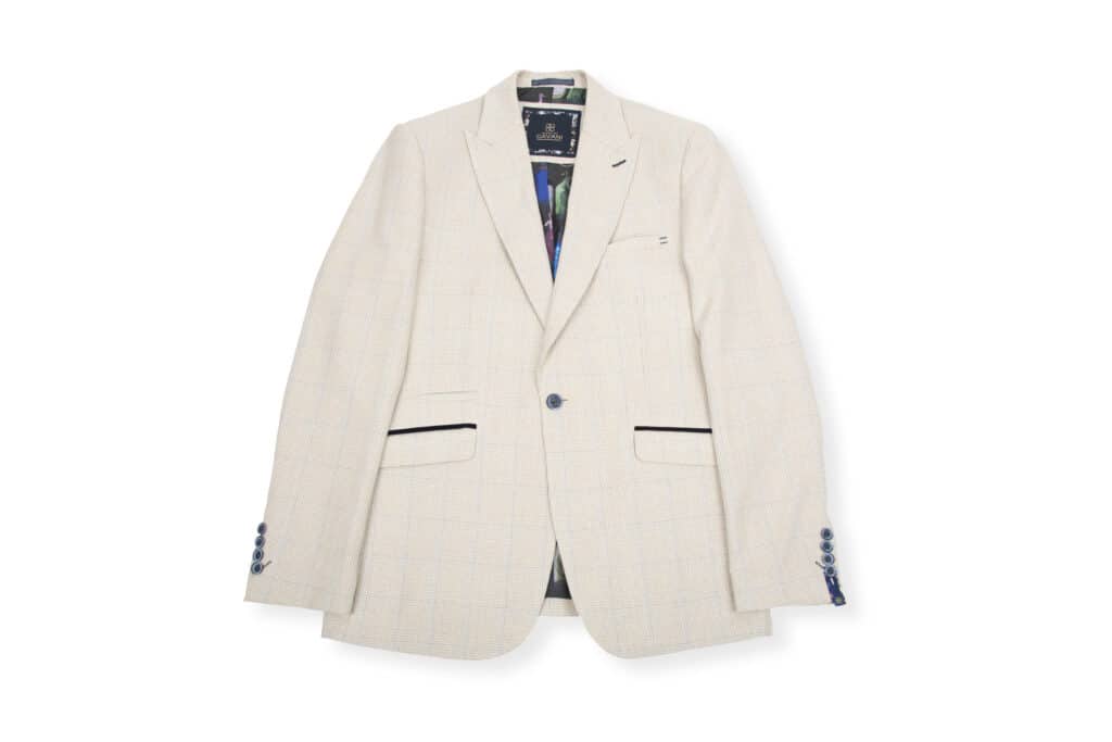 Flay lay garment photography of suit blazer by Nick Ford Photography